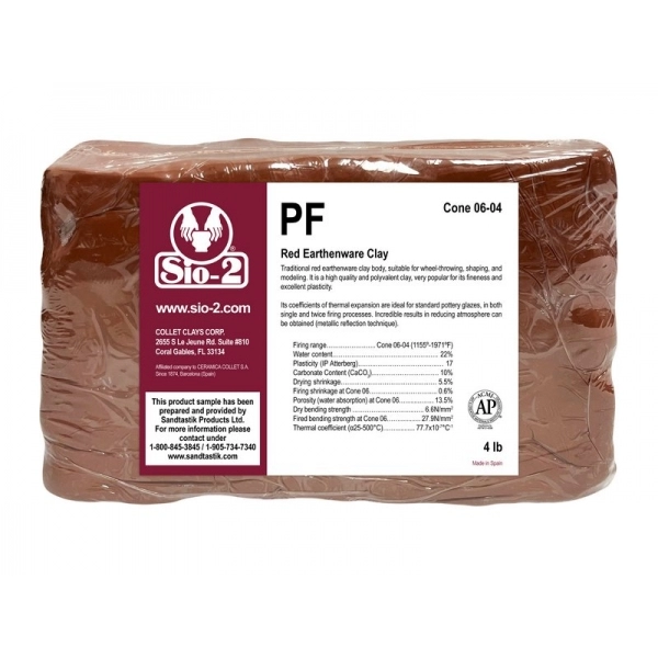 SIO-2® PF - Red Earthenware Clay, Low Fire, 27.6 lb (12.5 kg)